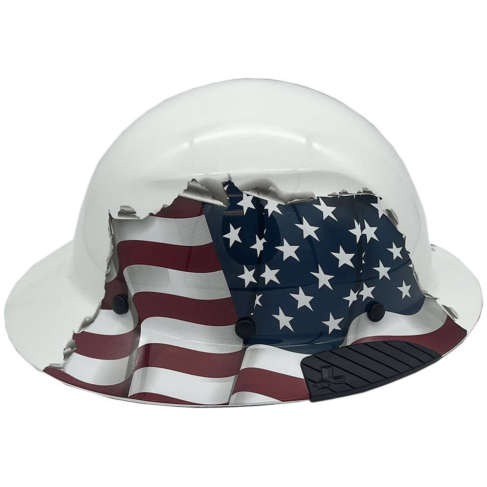 DAX Fiberglass Composite Hard Hat - Full Brim American Flag - Right