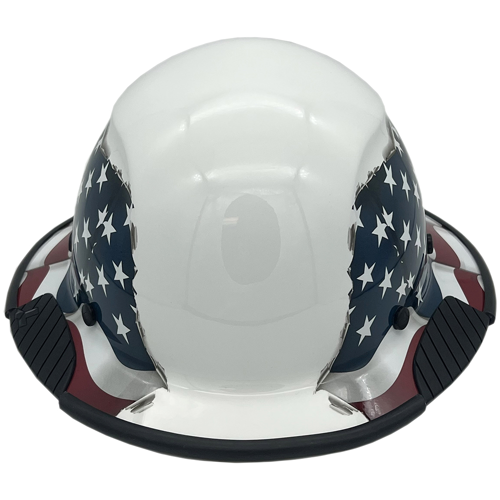 DAX Fiberglass Composite Hard Hat - Full Brim American Flag - Edge Front