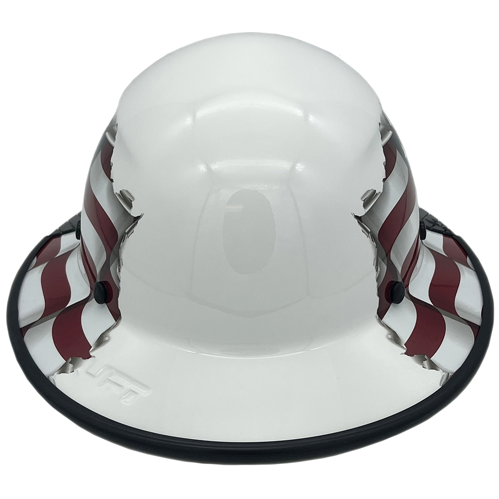 DAX Fiberglass Composite Hard Hat - Full Brim American Flag - Edge Back