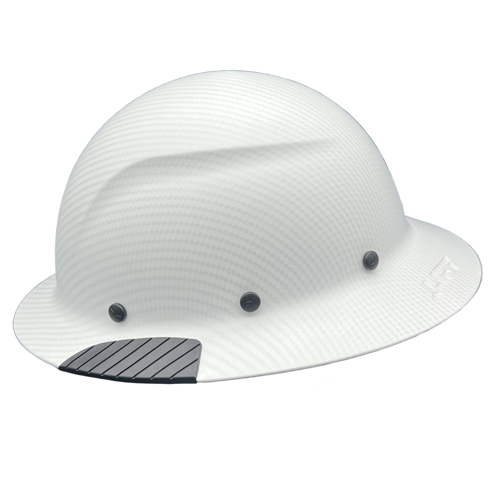 DAX Fiberglass Composite Hard Hat Full Brim White Matte Carbon Print - Left