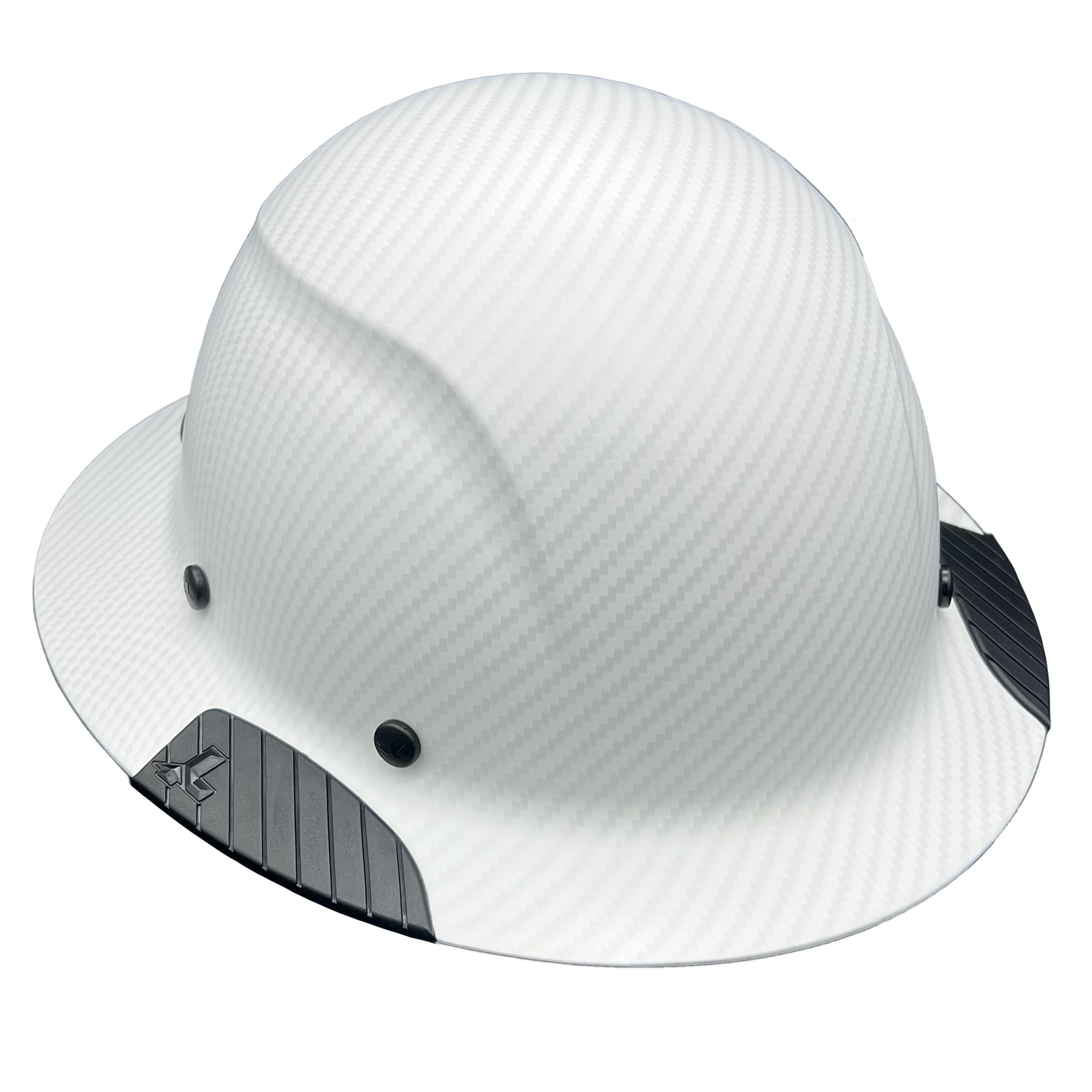 DAX Fiberglass Composite Hard Hat Full Brim White Matte Carbon Print - Oblique Right