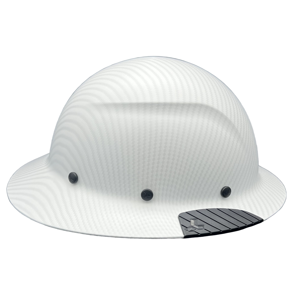 DAX Fiberglass Composite Hard Hat Full Brim White Matte Carbon Print - Right
