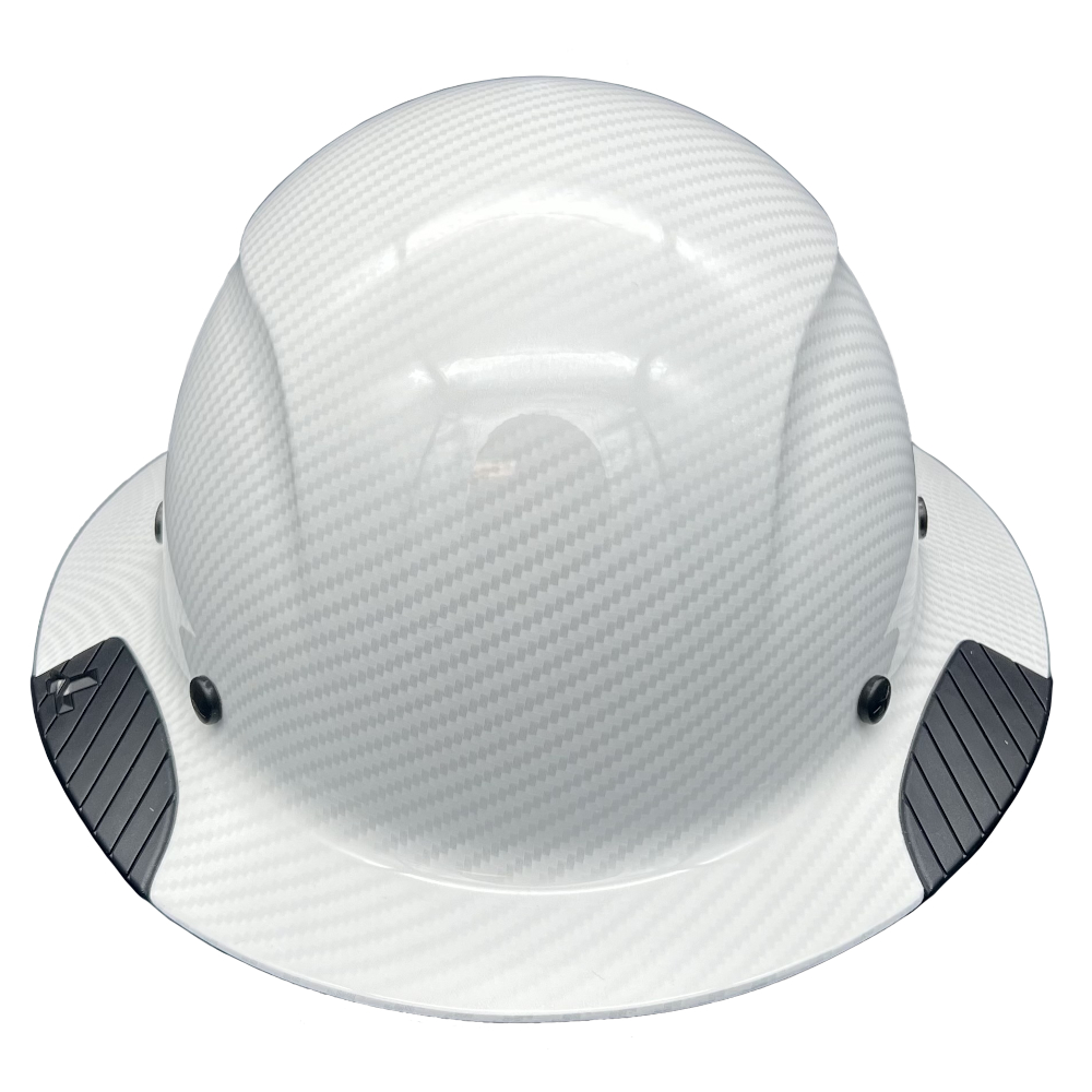 DAX Fiberglass Composite Hard Hat Full Brim White Gloss Carbon Print - Front