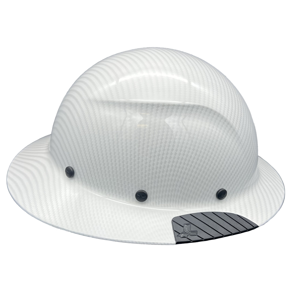 DAX Fiberglass Composite Hard Hat Full Brim White Gloss Carbon Print - Right