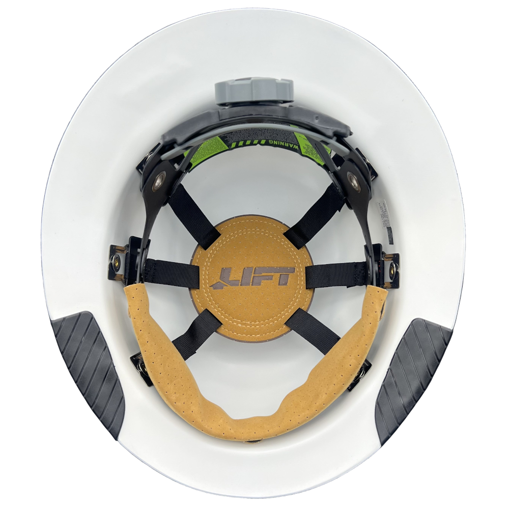 DAX Fiberglass Composite Hard Hat Full Brim White Gloss Carbon Print - Suspension