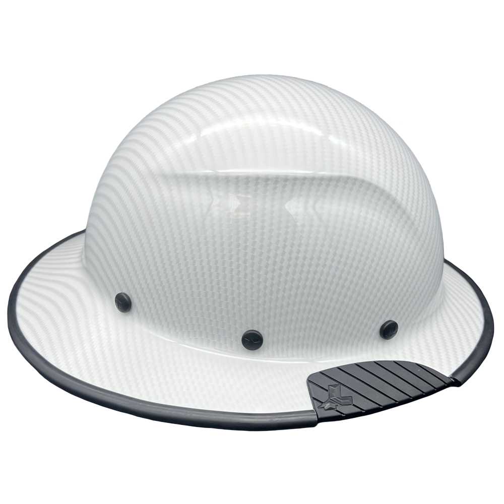 DAX Fiberglass Composite Hard Hat Full Brim White Gloss Carbon Print - Edge Right