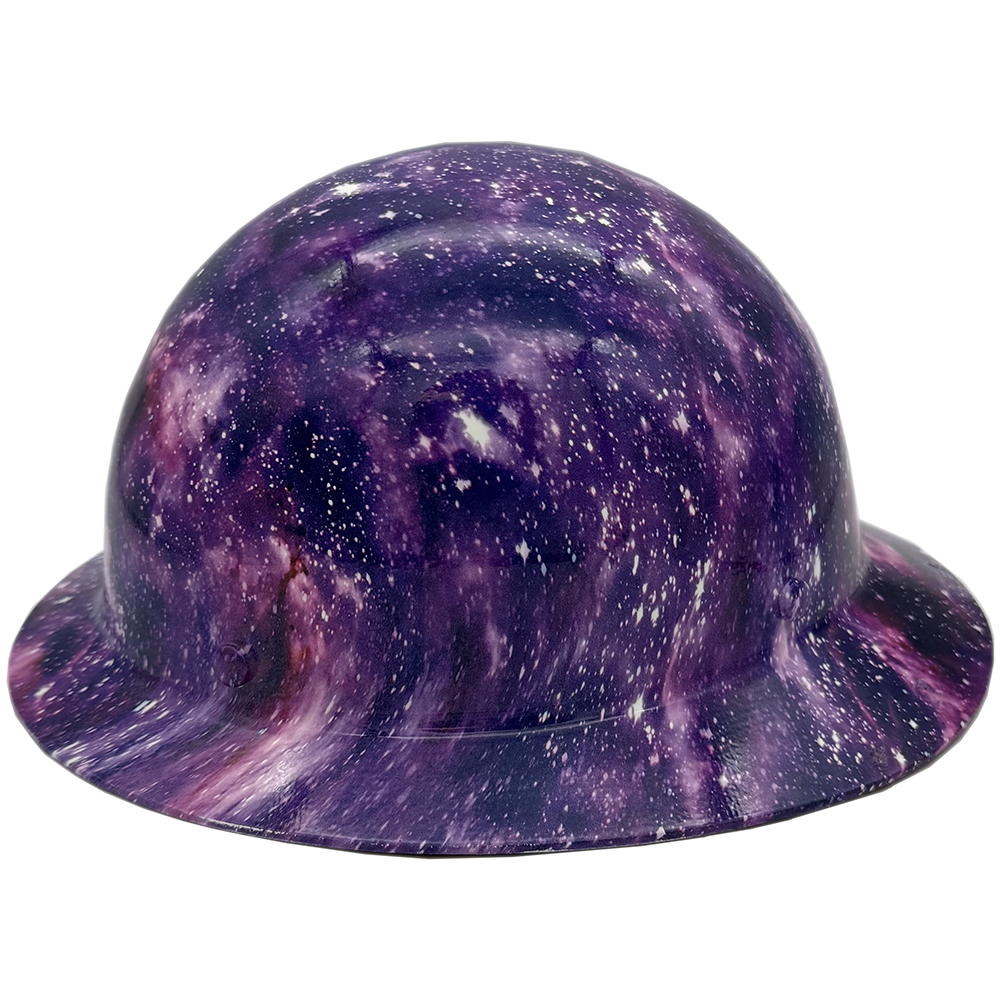 Skullgard Full Brim Fiberglass Hard Hat with Ratchet Suspension and Galaxy Hydro Dip Design - Left