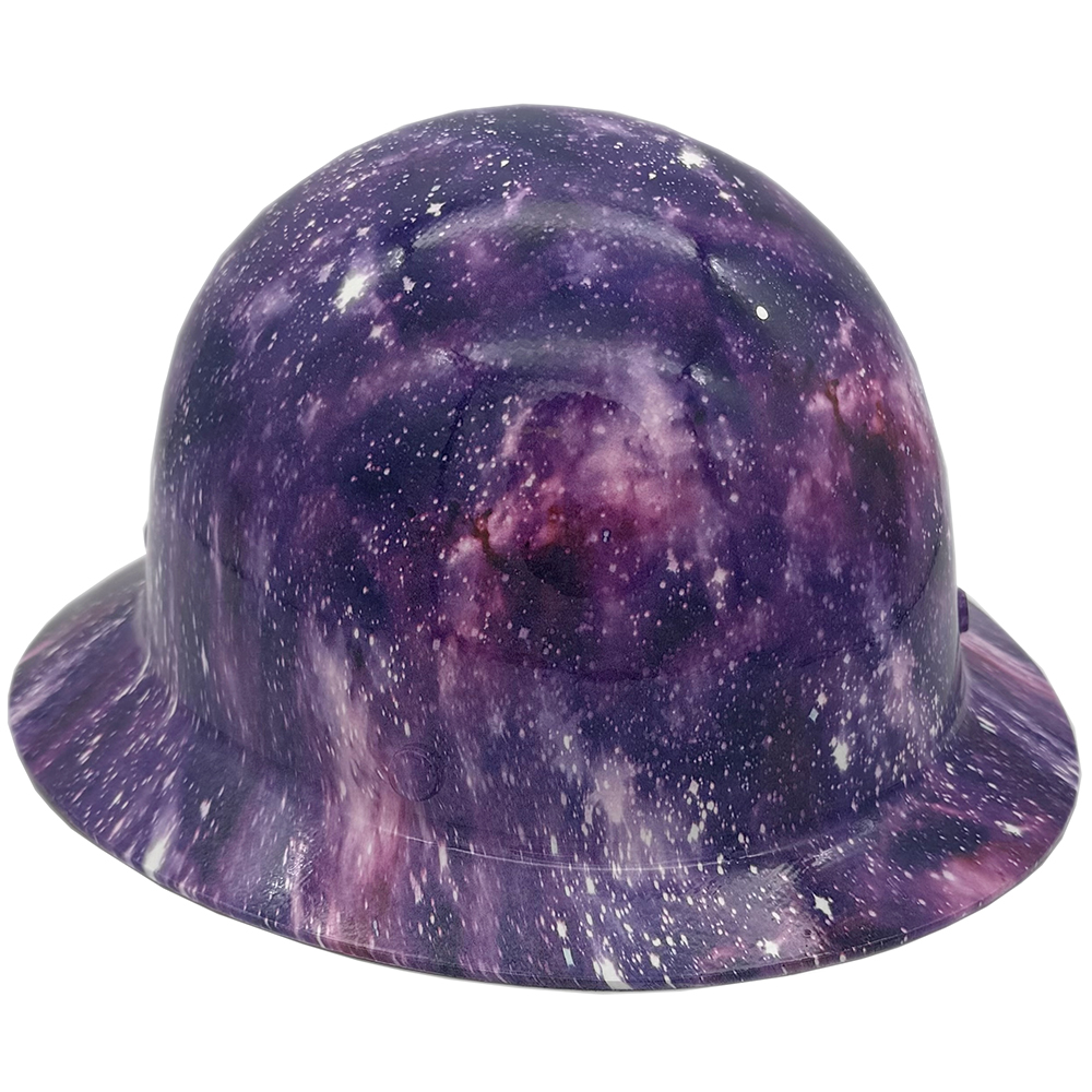 Skullgard Full Brim Fiberglass Hard Hat with Ratchet Suspension and Galaxy Hydro Dip Design - Oblique Right