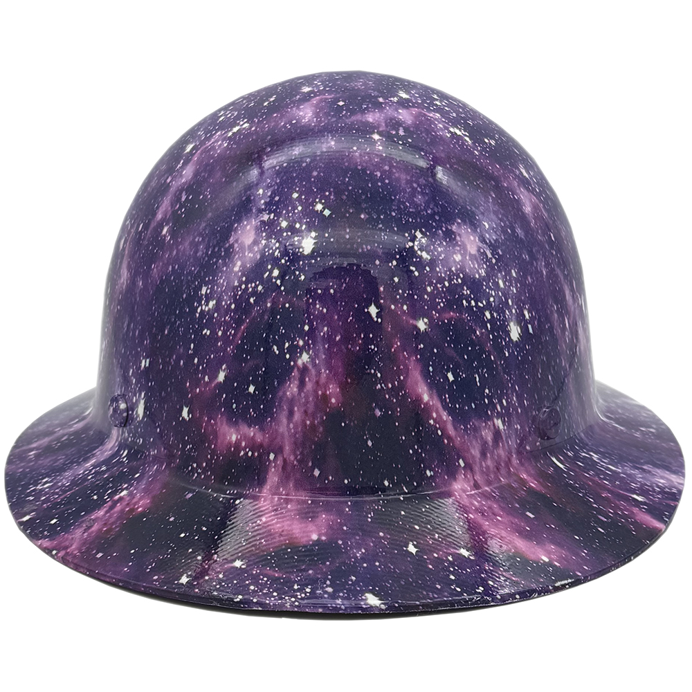Skullgard Full Brim Fiberglass Hard Hat with Ratchet Suspension and Galaxy Hydro Dip Design - Back
