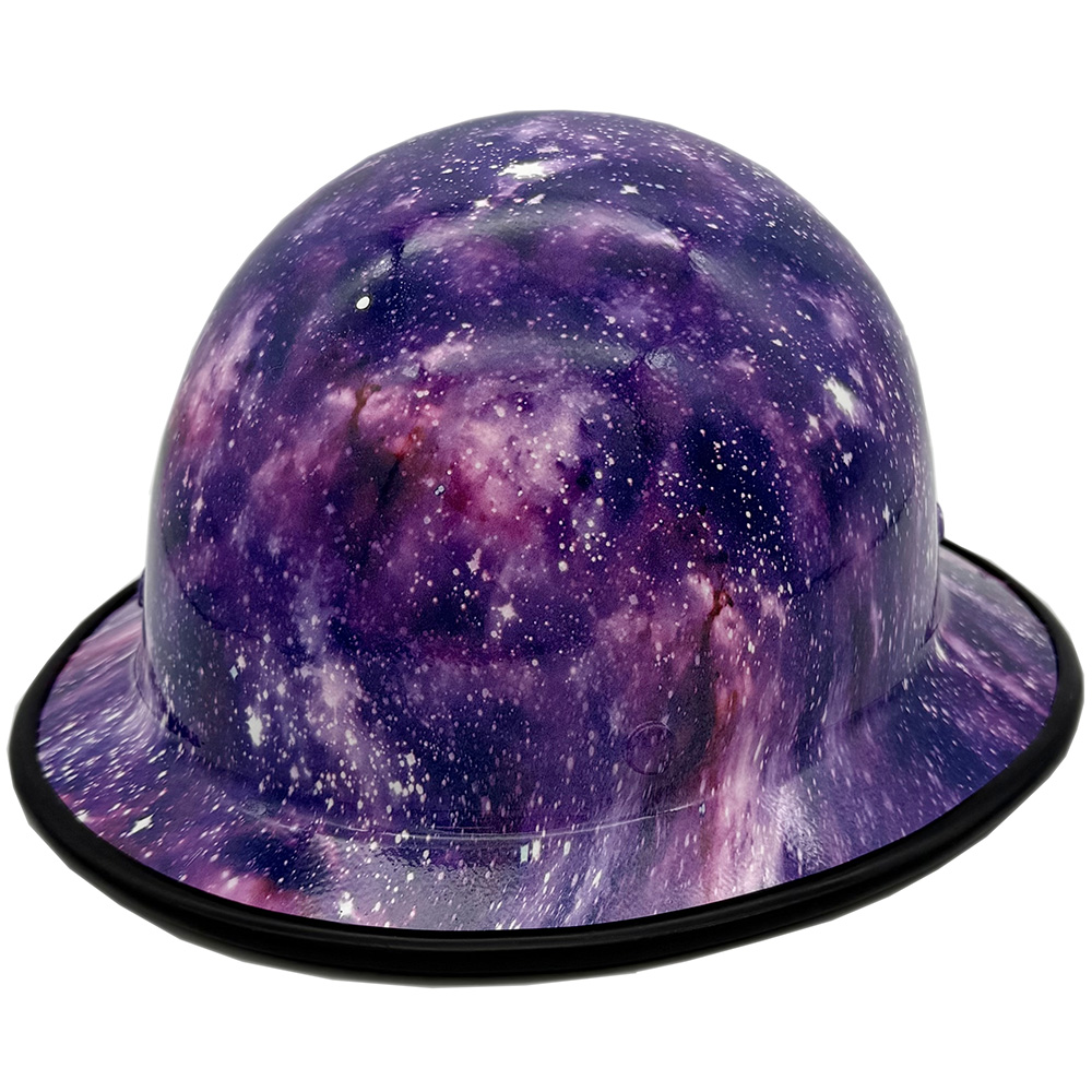 Skullgard Full Brim Fiberglass Hard Hat with Ratchet Suspension and Galaxy Hydro Dip Design - Edge Oblique Left