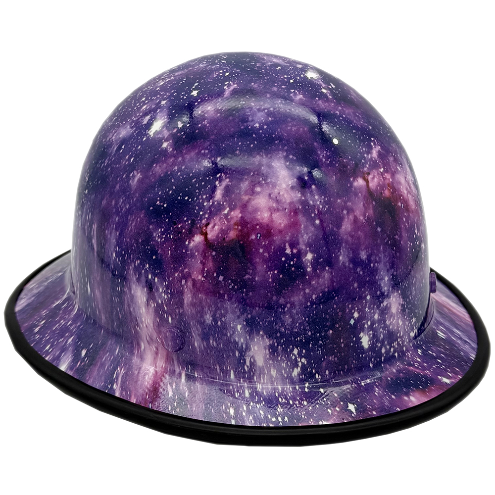 Skullgard Full Brim Fiberglass Hard Hat with Ratchet Suspension and Galaxy Hydro Dip Design - Edge Oblique Right