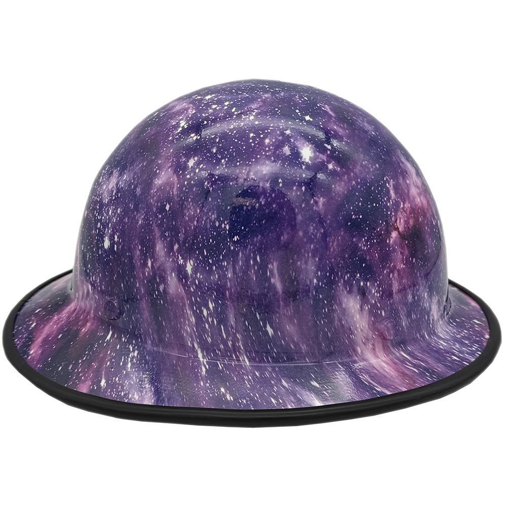 Skullgard Full Brim Fiberglass Hard Hat with Ratchet Suspension and Galaxy Hydro Dip Design - Edge Right