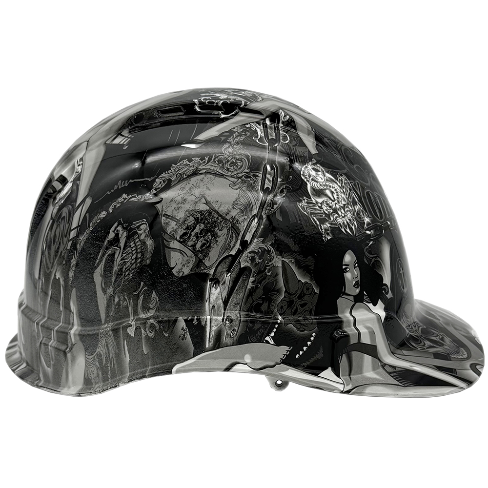 Bad Bones Design Hydro Dipped Cap Style Vented Hard Hat - Right