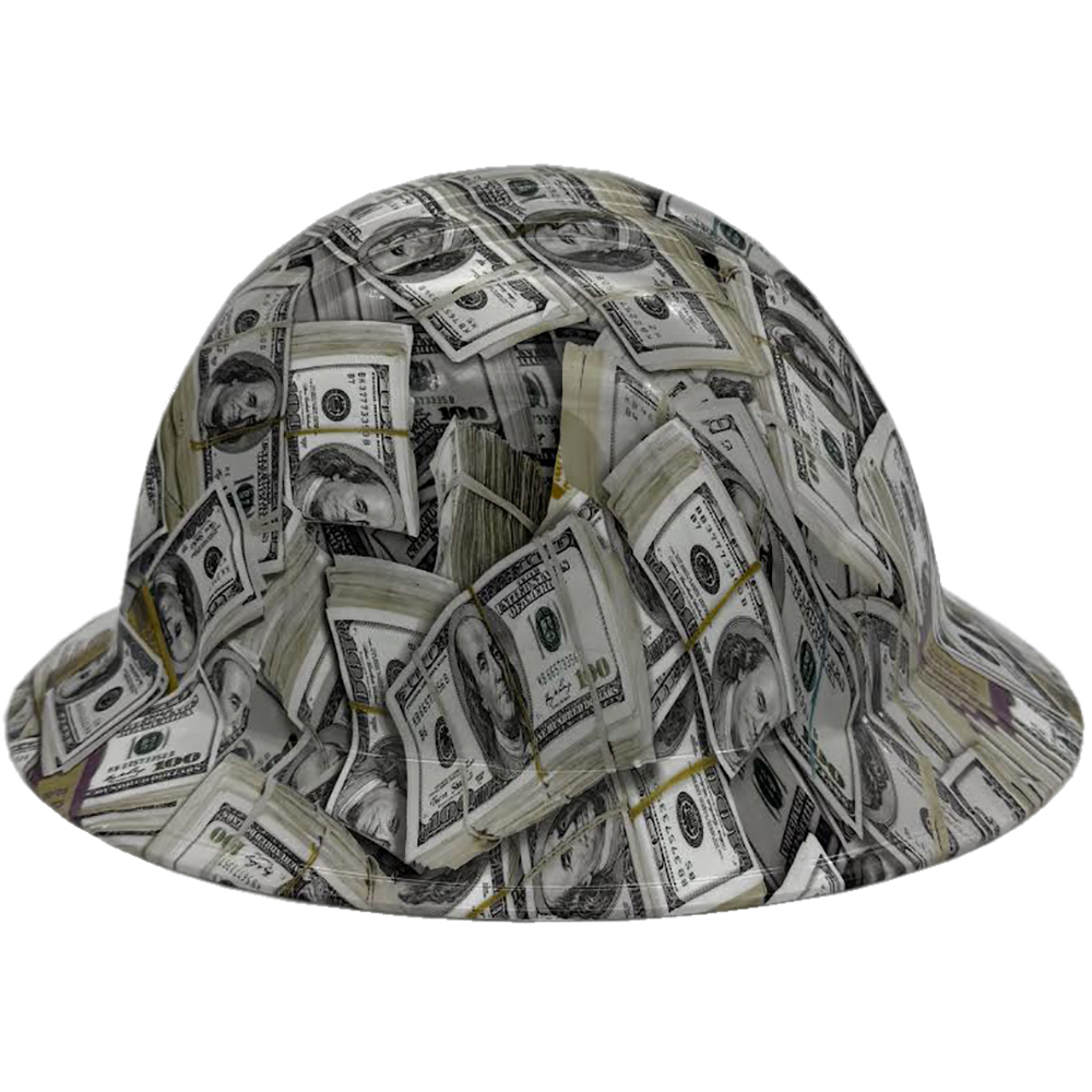 Money Bills Design Full Brim Hydro Dipped Hard Hats - Left