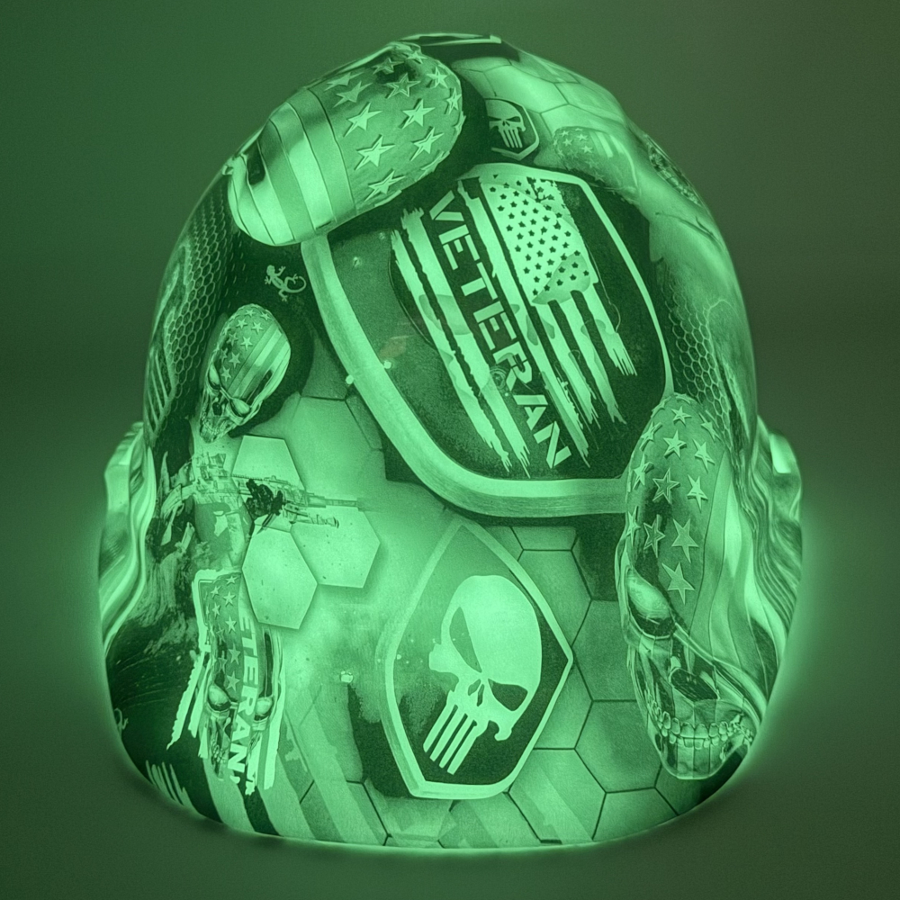 Veterans GLOW IN THE DARK Cap Style Hard Hat Glow Front