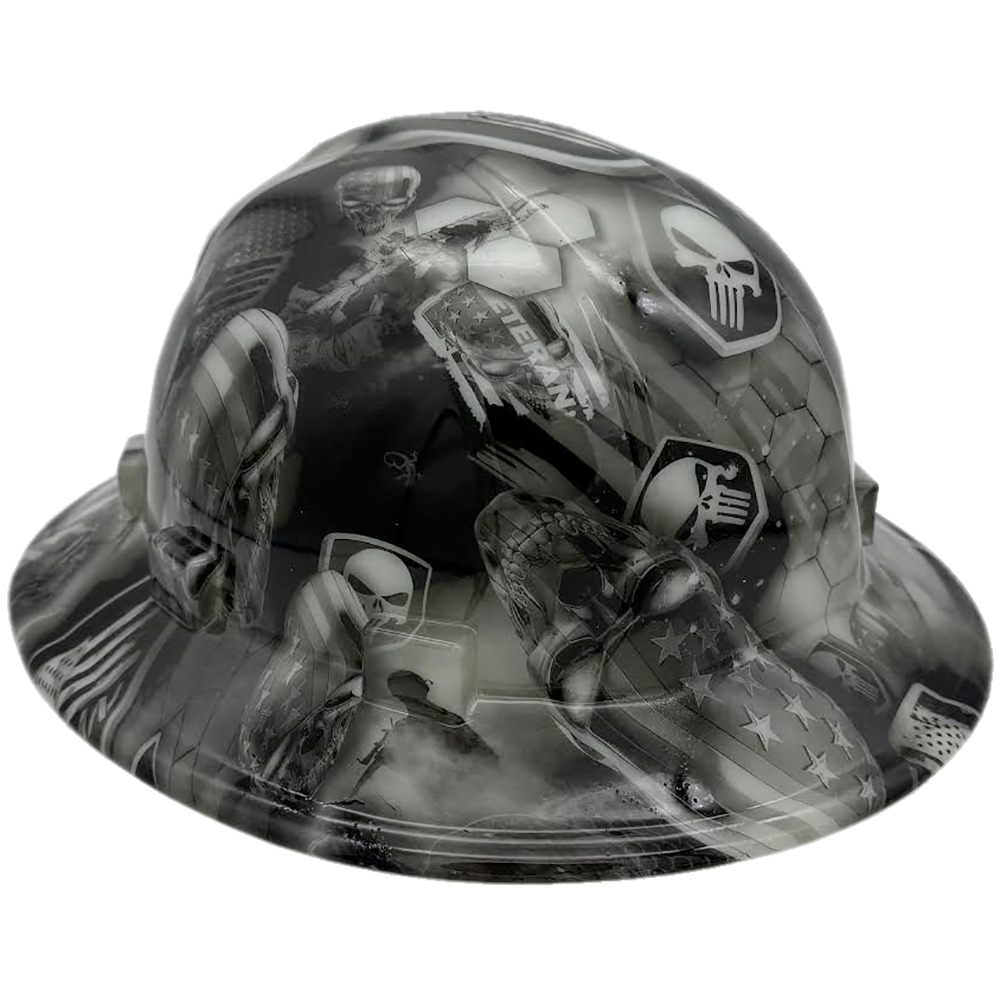 Veterans GLOW IN THE DARK Hard Hats Full Brim - Oblique Right