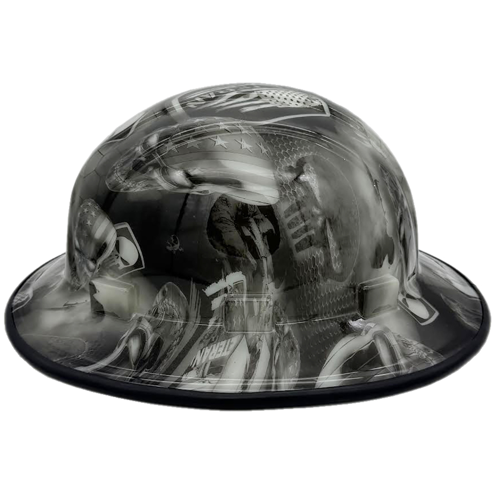 Veterans GLOW IN THE DARK Hard Hats Full Brim - Edge Left
