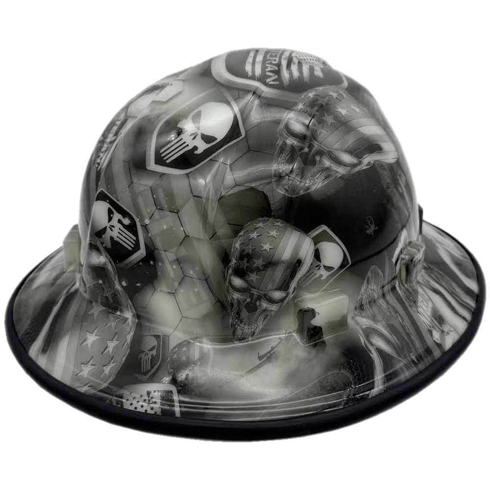 Veterans GLOW IN THE DARK Hard Hats Full Brim - Edge Oblique Left