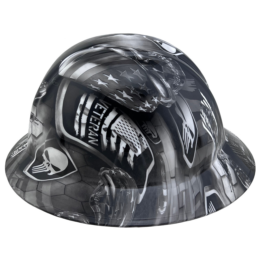 Pyramex Type II T2 Ridgeline Full Brim Hydro Dipped Hard Hat - Oblique Right Veterans Design