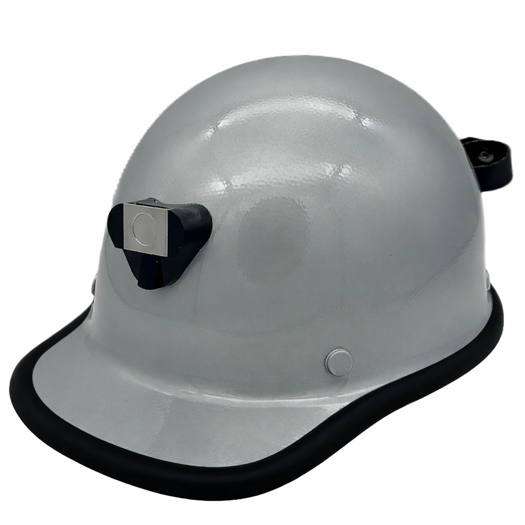 Skullgard Cap Style With Light Clip Ratchet Suspension Silver ~ Oblique Left with edging