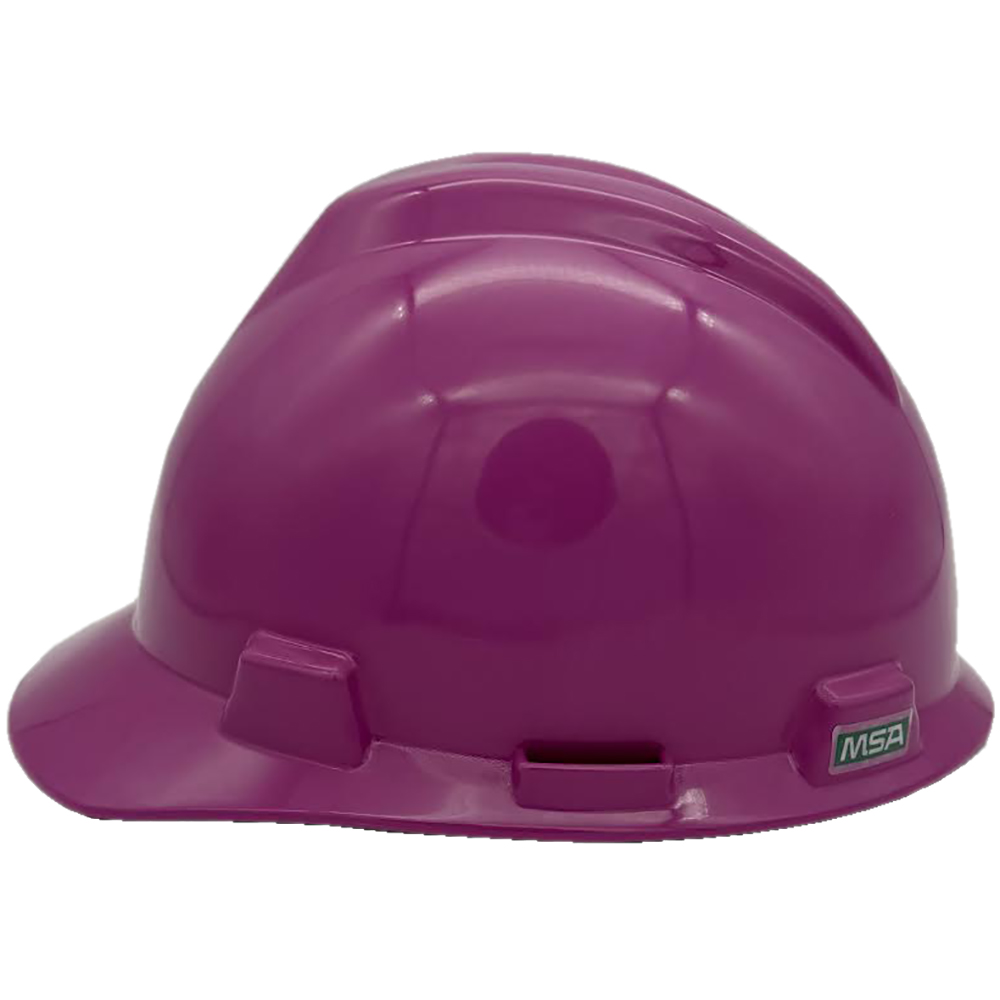 MSA V-Gard Cap Style Hard Hats with Staz-On Suspensions Magenta Left
