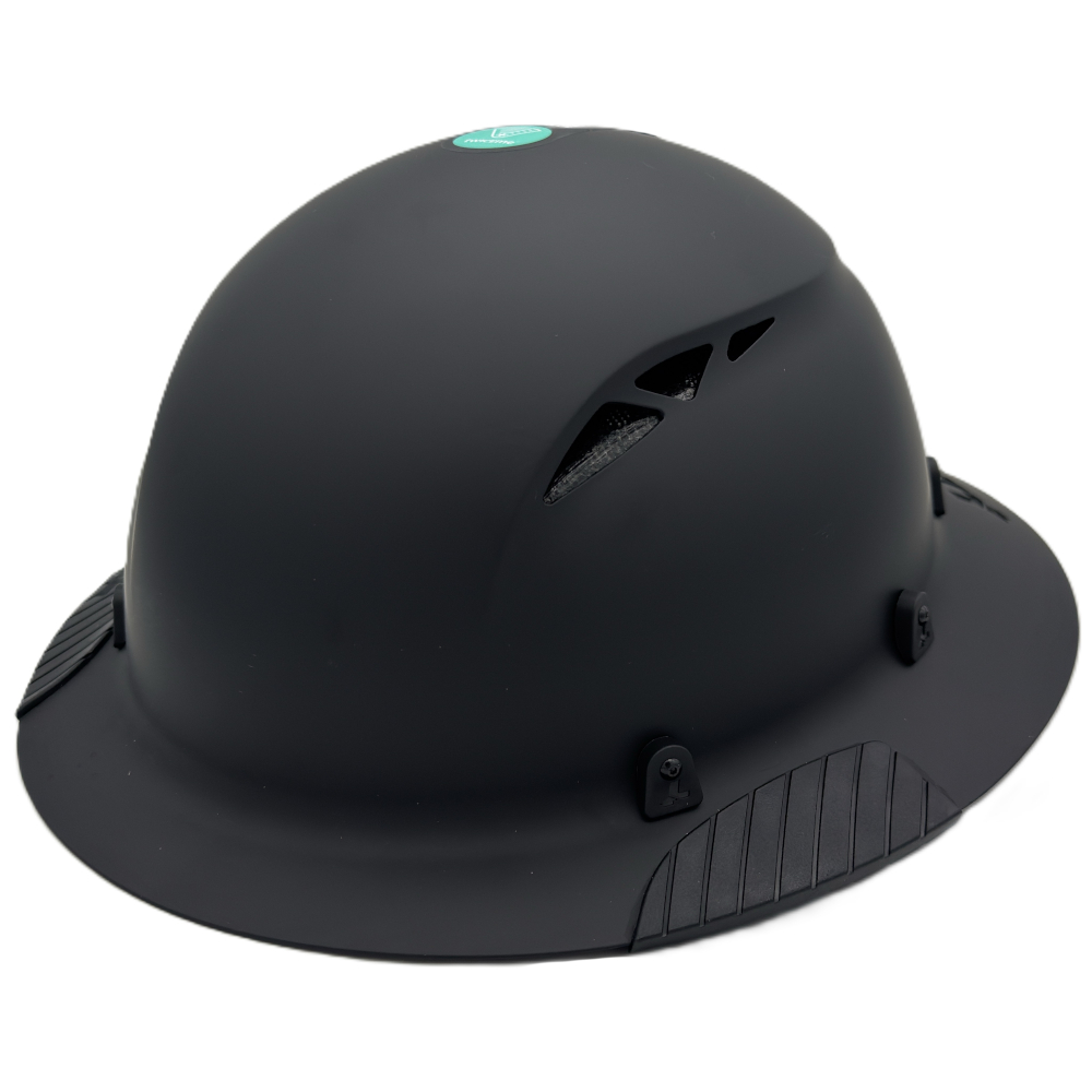 Fiber Reinforced Hard Hat Full Brim Matte Black - Oblique Left View