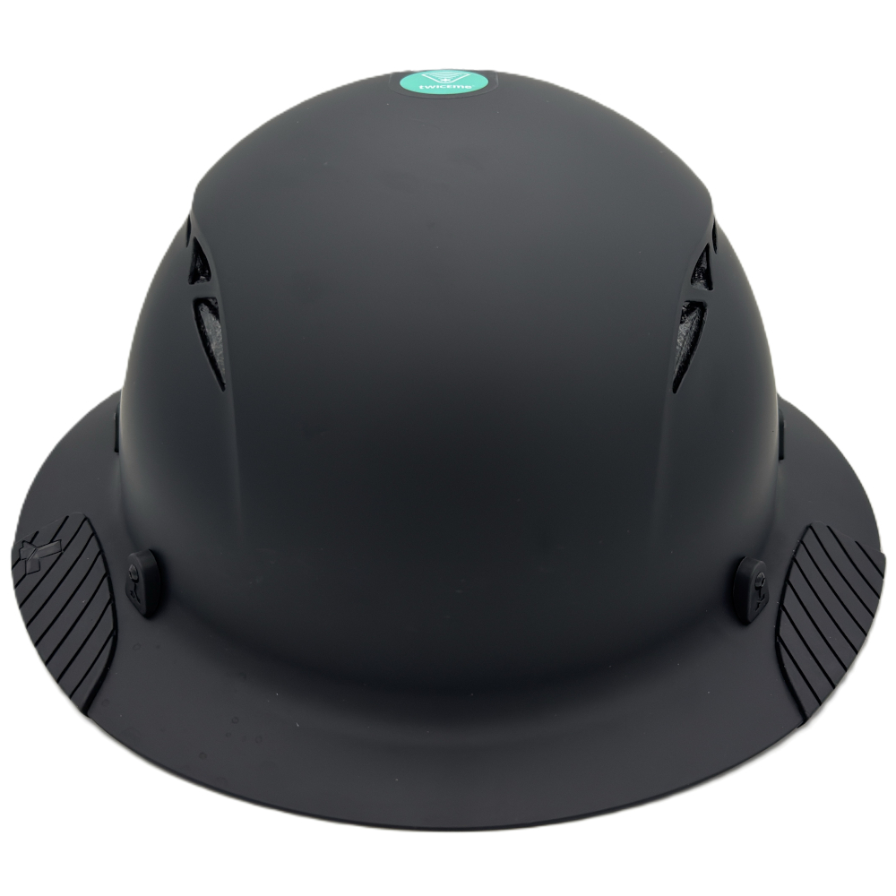 Fiber Reinforced Hard Hat Full Brim Matte Black - Front View