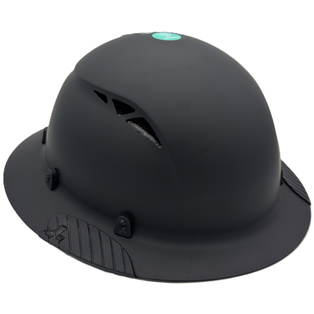 Fiber Reinforced Hard Hat Full Brim Matte Black - Oblique Right View