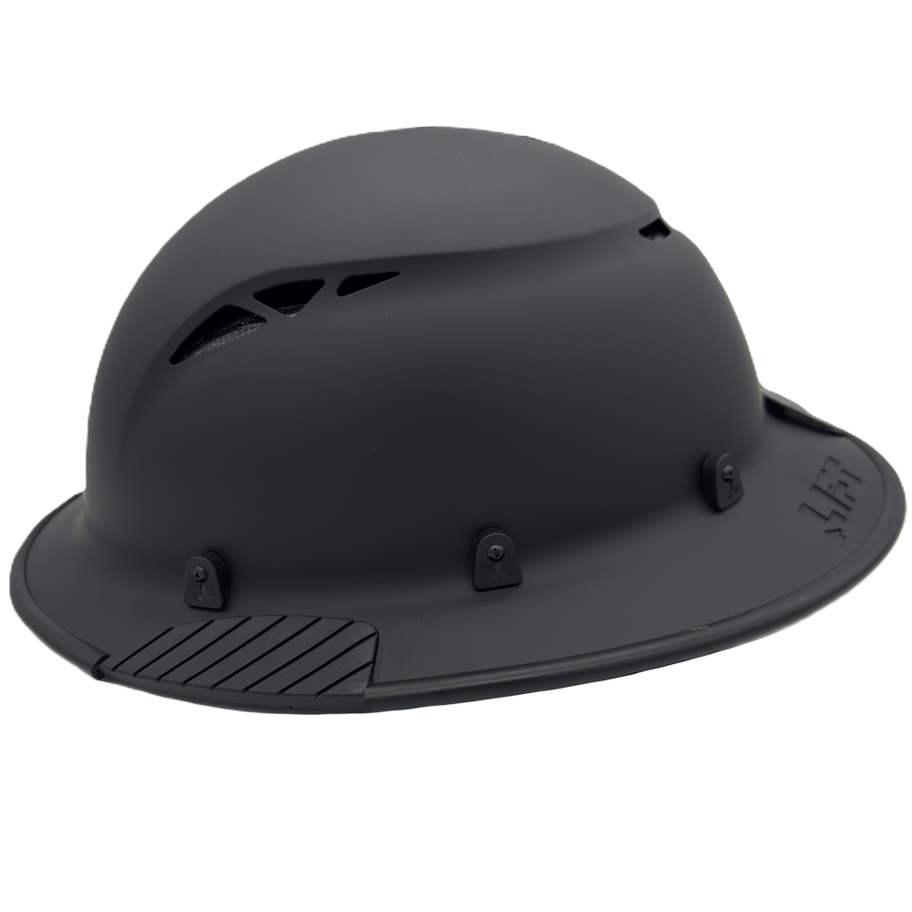 Fiber Reinforced Hard Hat Full Brim Matte Black - Left Edge View