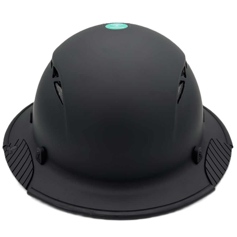 Fiber Reinforced Hard Hat Full Brim Matte Black - Front Edge View