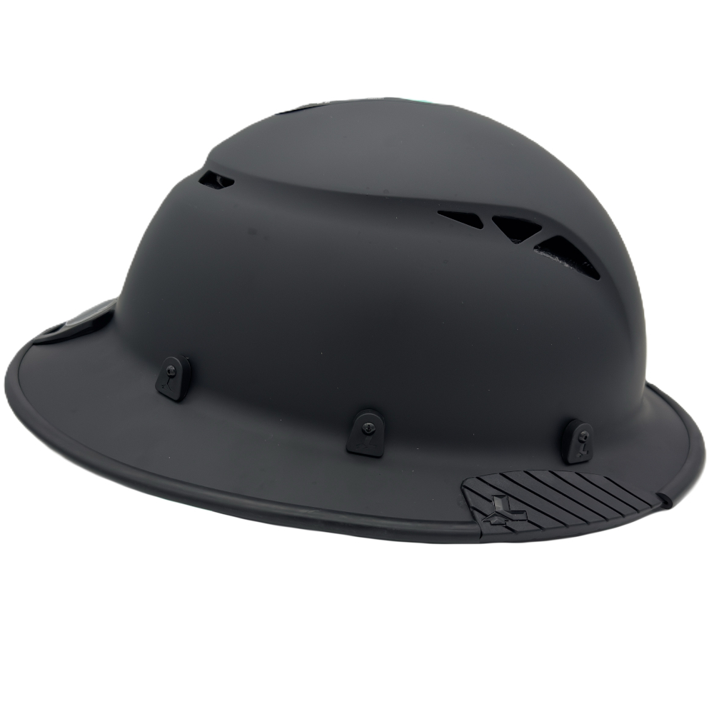 Fiber Reinforced Hard Hat Full Brim Matte Black - Right Edge View