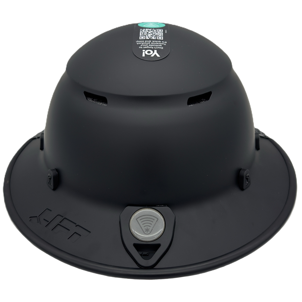 Fiber Reinforced Hard Hat Full Brim Matte Black - Back Edge View