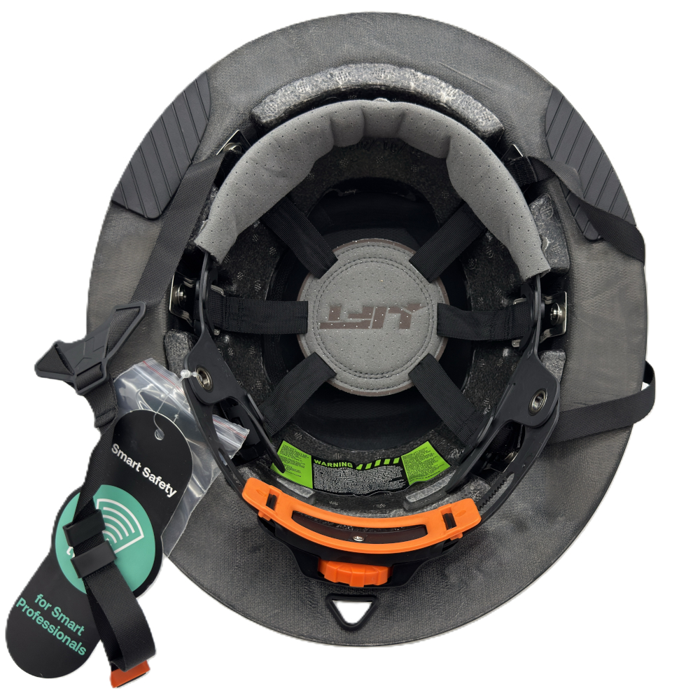 Fiber Reinforced Hard Hat Full Brim Matte Black - Suspension View