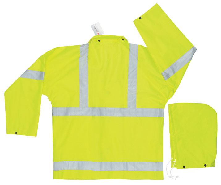 MCR Luminator 38 mm, PVC 3 Piece Class III Rainsuit Yellow with Silver Stripes- Size Large MCR Luminator 38 mm, PVC 3 Piece Class III Rainsuit Yellow with Silver Stripes- Size Large