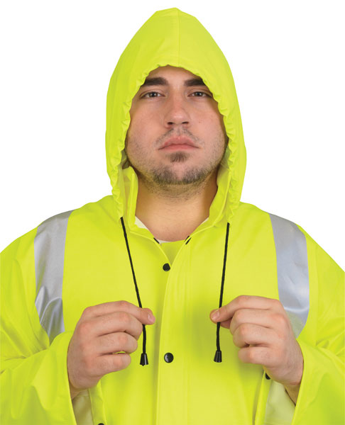MCR Luminator 40 mm, PVC 2 Piece Class III Rain Coat Yellow with Silver Stripes- Size Medium
