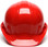 Pyramex 4 Point Cap Style Hard Hats with RATCHET Suspension Red  - Front View