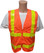 ANSI 2004 Sleeveless Class 2 Double Stripe Orange Safety Vests - Lime Stripes Front