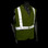 Arc Flame Resistant Lime, Class 2 Sleeveless Vest - Silver Stripes -  Front View in Dark Environments