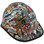 Sticker Bomb 4 Design Hydro Dipped Hard Hats Cap Style Design Oblique Left with Edge