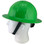 Skullbucket Aluminum Full Brim Hardhats ~ Suspension  ~ HI Viz Green with Chin Strap