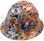 Route 66 Sticker Bomb Hydro Dipped Hard Hats, Full Brim Design ~ Oblique View