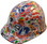 Route 66 Sticker Bomb Hydro Dipped Hard Hats, Cap Style ~ Oblique View