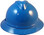 MSA Advance Full Brim Vented Hard hat with 4 point Ratchet Suspension Blue - Front View