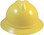 MSA Advance Full Brim Vented Hard hat with 4 point Ratchet Suspension Yellow - Front View