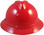 MSA Advance Full Brim Vented Hard hat with 4 point Ratchet Suspension Red - Front View