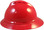 MSA Advance Full Brim Vented Hard hat with 4 point Ratchet Suspension Red - Left Side View