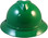 MSA Advance Full Brim Vented Hard hat with 4 point Ratchet Suspension Green - Front View