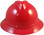 MSA Advance Full Brim Vented Hard hat with 6 point Ratchet Suspension Red - Front View