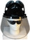 MSA V-Gard Cap Style hard hat with Clear Aluminum Bound Edges Faceshield, Hard Hat Attachment, and Earmuff - Black ~ Front View