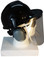 MSA V-Gard Cap Style hard hat with Clear Aluminum Bound Edges Faceshield, Hard Hat Attachment, and Earmuff - Black ~ Right Side View